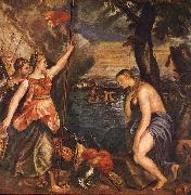TIZIANO Vecellio Religion Helped by Spain ar oil painting reproduction